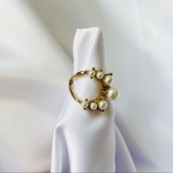 💕Last one Faux Pearls Circle Geometric Rings - Picture 5 of 9